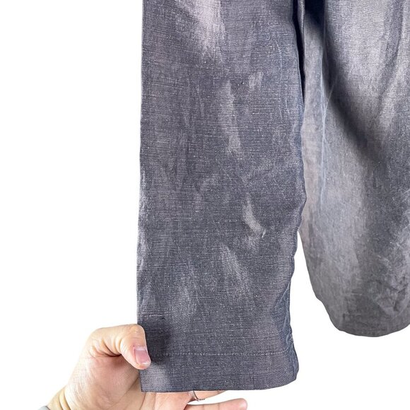 Eileen Fisher Linen Silk Band Collar Shirt size L - Picture 4 of 11